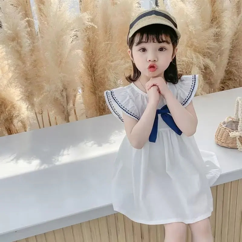 Summer Girls' Short Sleeve Lace Princess Dress Baby KidsVestidos Girl Party Dress Baby Net Yarn Clothes 2025 New 2 3 4 5 6 T