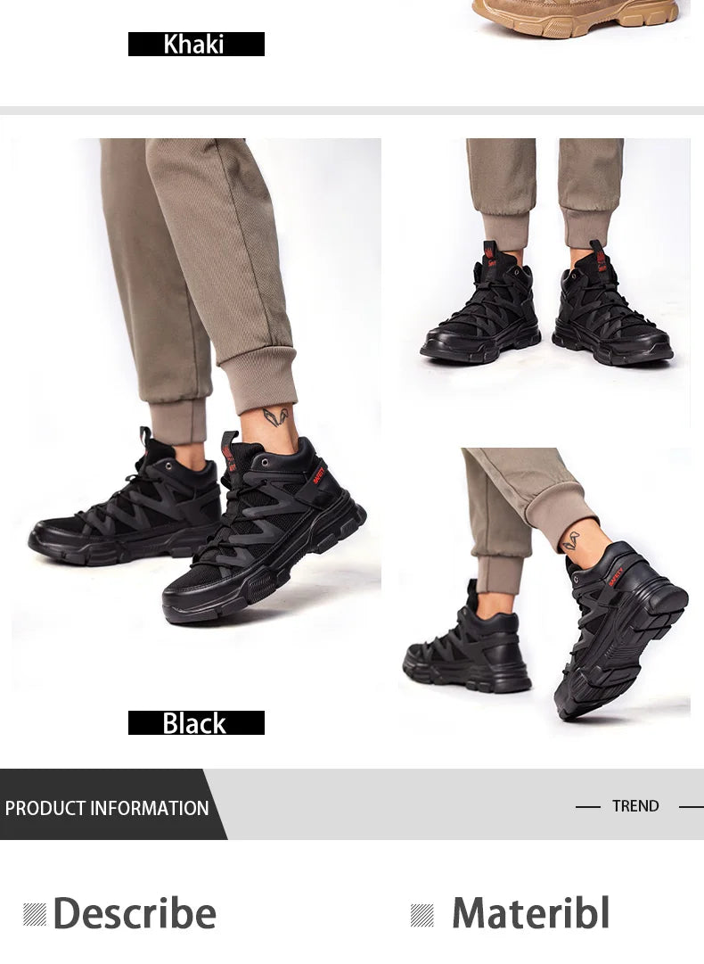 Work Safety Shoes Men's Safety Boots Anti-smash Work Shoes With  Plastic steel head Shoes Men Work Boots Anti-stab Safety Sneake