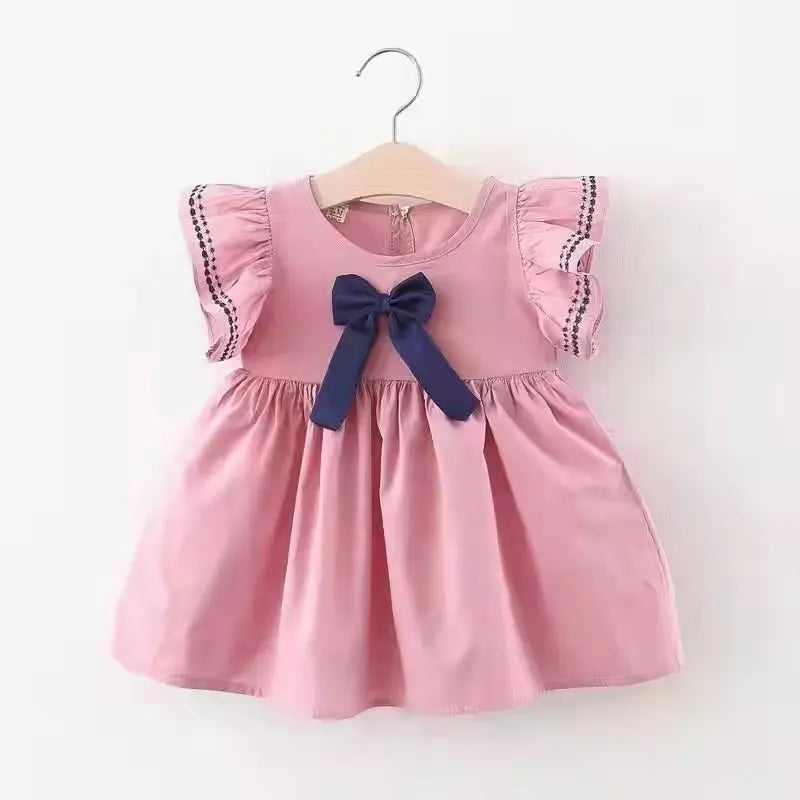 Summer Girls' Short Sleeve Lace Princess Dress Baby KidsVestidos Girl Party Dress Baby Net Yarn Clothes 2025 New 2 3 4 5 6 T