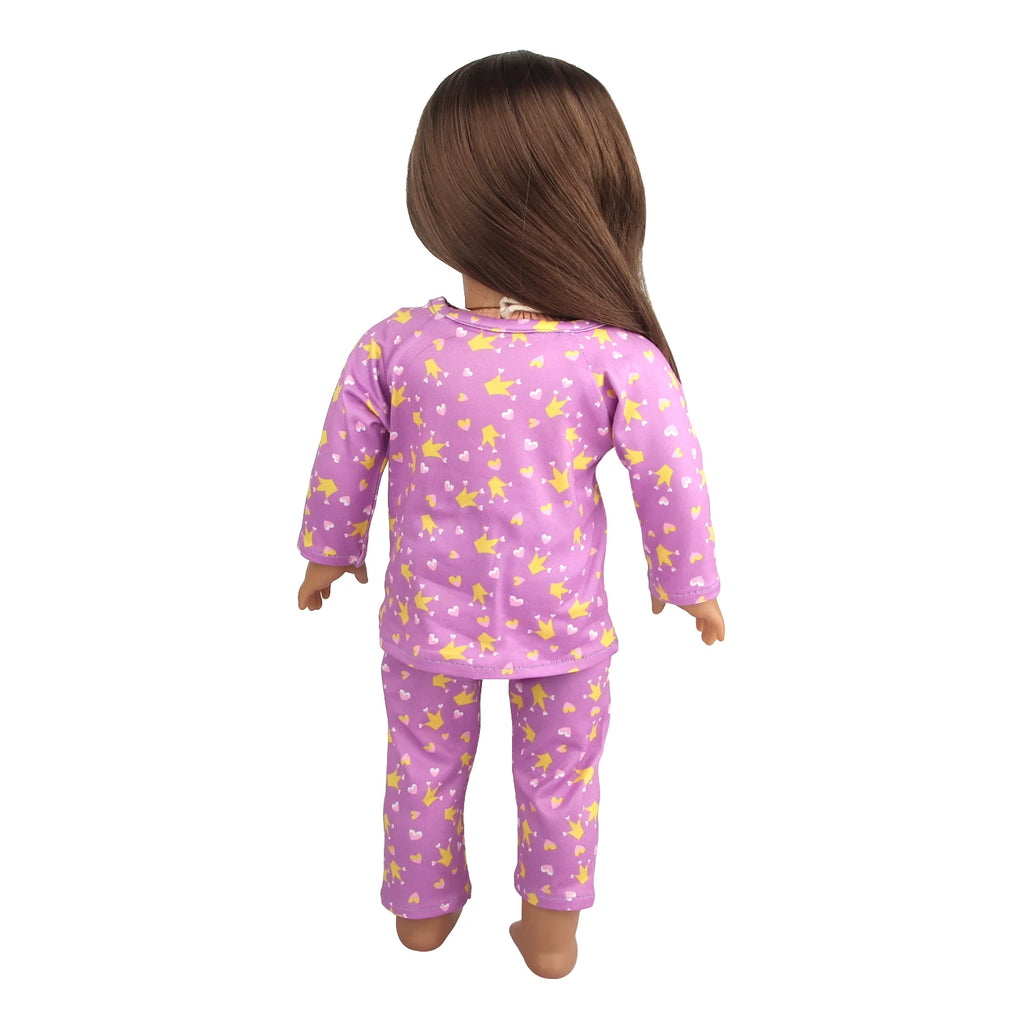 Doll Clothes Pajamas  For 43cm Baby New Born&American 18 Inch Girl Doll Unicorn Shark Cartoon Clothes Suit For Generation Doll