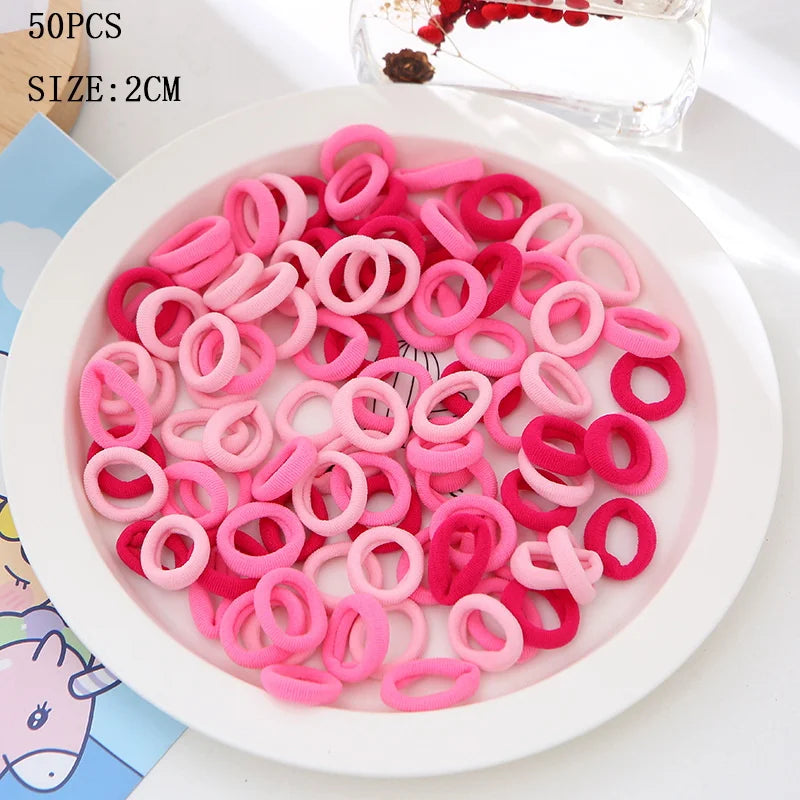 20/50Pcs/Set Girls Colorful Nylon Small Elastic Hair Bands Kids Cute Bow Hair Bands Ponytail Holder Headband Hair Accessories