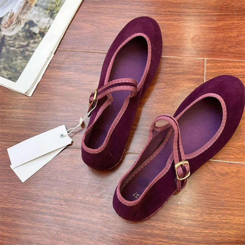 Elegant Mary Janes Flats Shoes Women Black Buckle Strap Shallow Casual Ballet Shoes Ladies Spring Autumn Canvas Loafers 2024