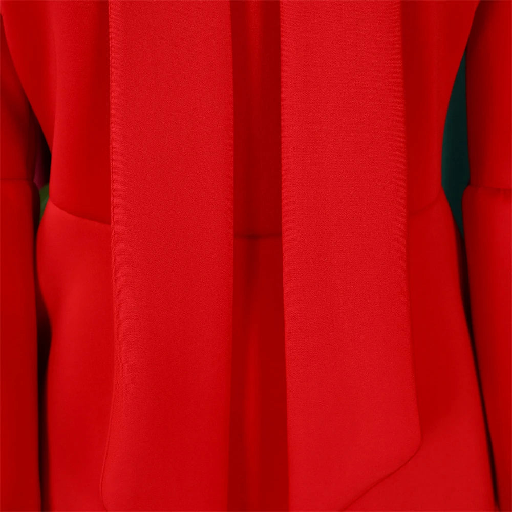 Elegant Dresses for Women Bow Collar Full Sleeve High Waisted A Line Mid Calf Luxury Female Birthday Party Dinner Vestidos Mujer