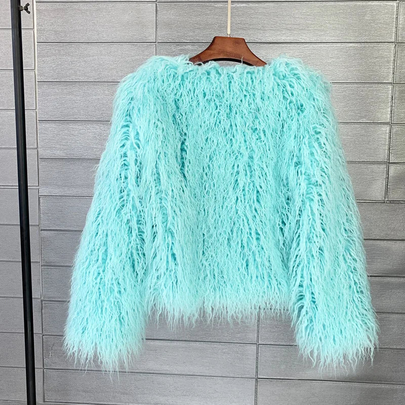 Faux Fur Plush Coat – Soft Shaggy Statement Jacket