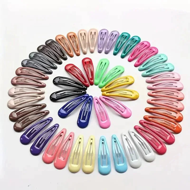 Candy Colour Snap Hair Clips Set – Glossy No-Slip Barrettes for Baby Girls