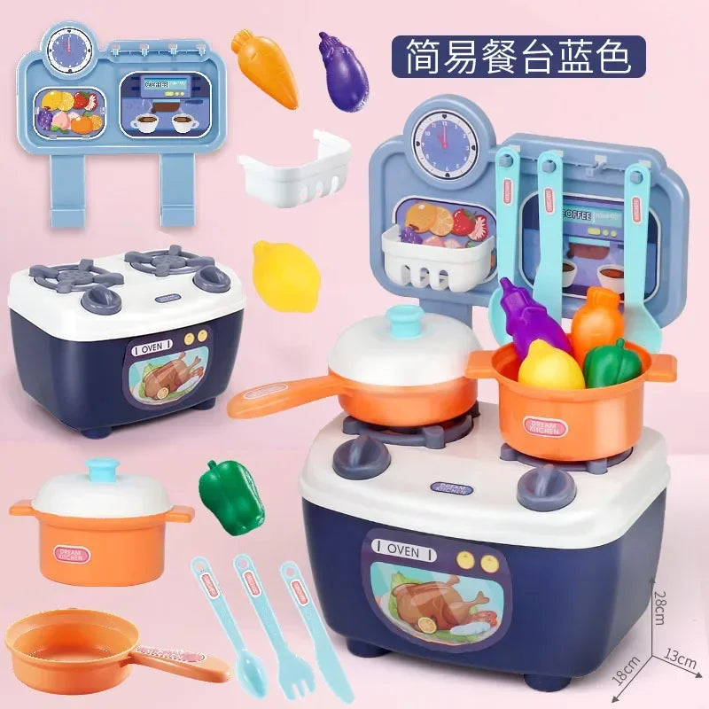 Kitchen Toys Imitated Chef Light Music Pretend Cooking Food Play Dinnerware Set Safe Cute Children Girl Toy Gift Fun Game Gifts