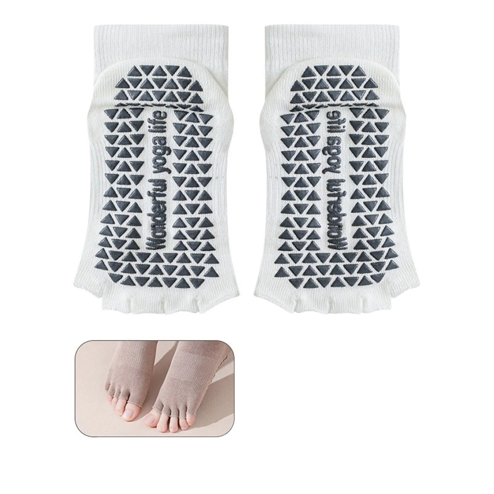 Women Yoga Five Toe Socks Breathable Anti-Slip Silicone Sport Pilates Socks Gym Fitness Dance Socks Foot Care Split Toe Socks