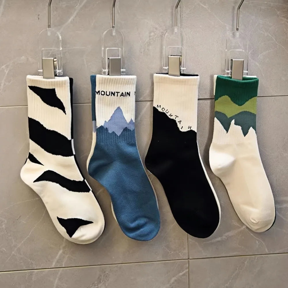 1/4 Pairs Men's and women's casual socks, asymmetrical niche mid length socks,  Japanese socks, couple sports socks