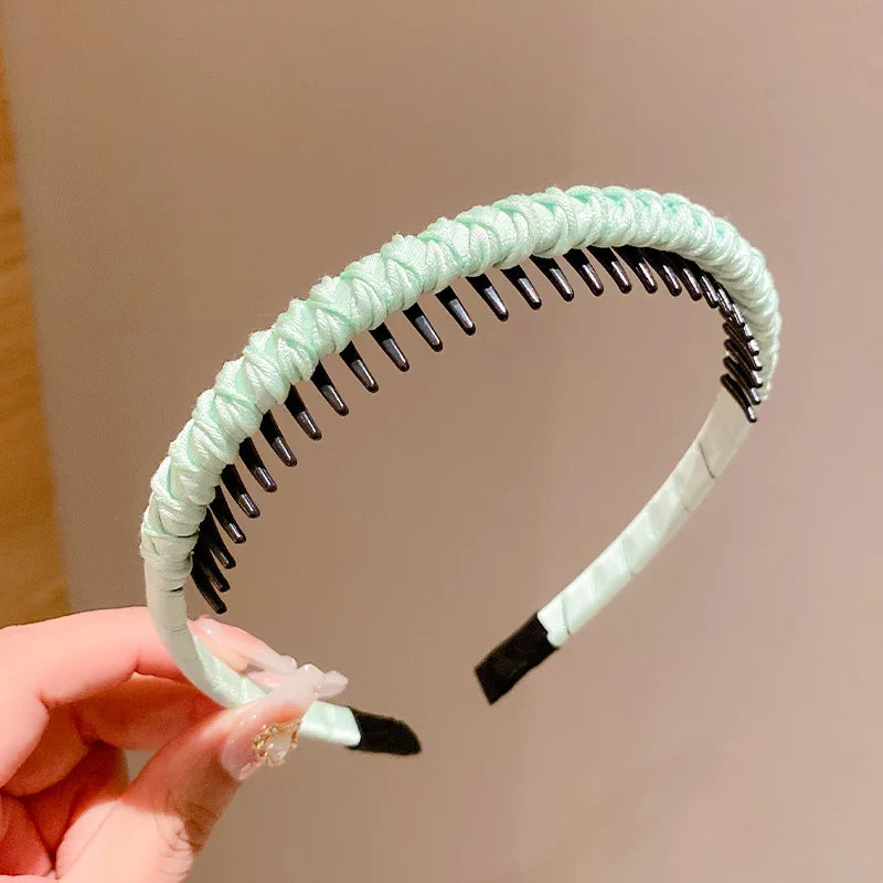 Cute Candy Colors Wrap Cloth Teeth Hairbands For Girls Sweet Hair Ornament Non-slip Headband Hair Band Fashion Hair Accessories