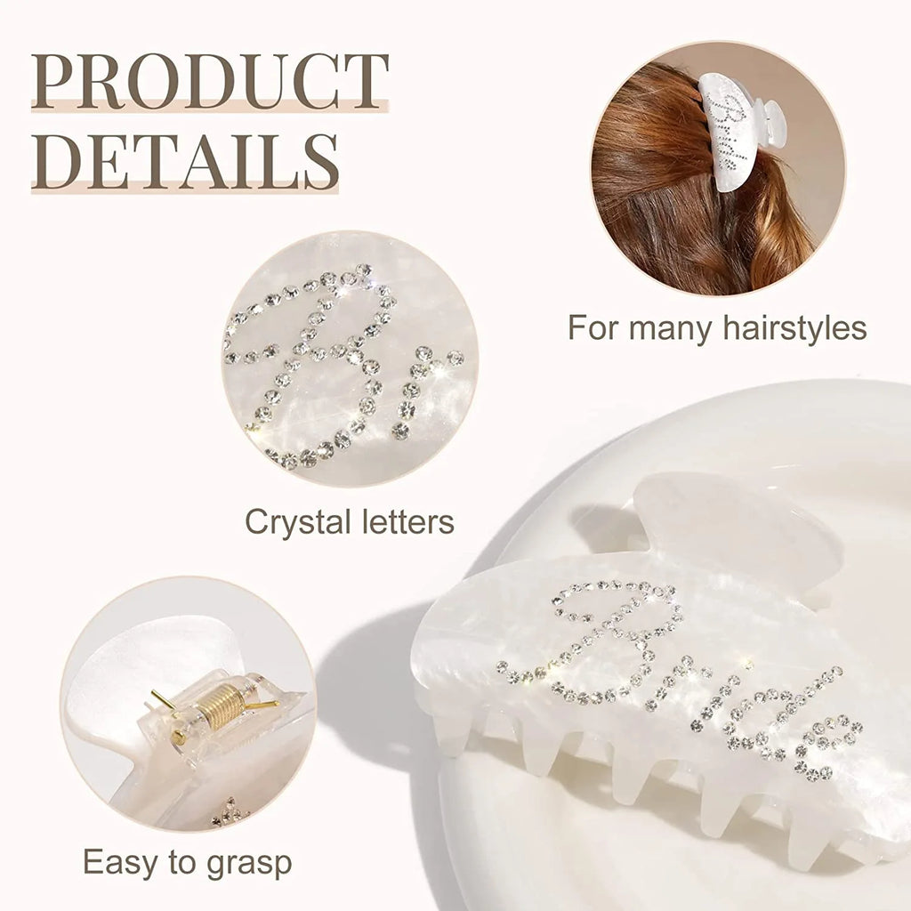 YHJ Rhinestone Letter Hair Claws Grab Clips New Design Shark Crabs Hair Claw Clip Valentine's Day Hair Accessories for Women