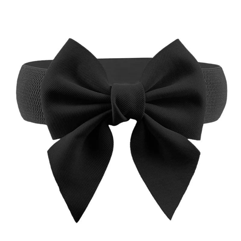 Women Big Bow Waistband  Elastic Wide Waist Belt Fashion Solid Bowknot Waist Straps For Dress Decorate Clothes Accessories