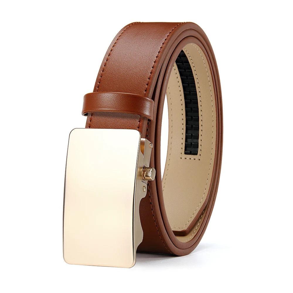 Men's Waist Belt - Men's Ratchet Belt Leather Metal Buckle Formal Pants - Micro Adjustable Waist Belt Can Be Seen Everywhere