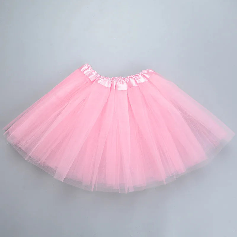 Girl Elastic Ballet Dancewear Tutus Mini Skirt For Birthday Party Dance 3 Layer Tulle Tutu Skirt for Kids Princess 2-8Y Girls
