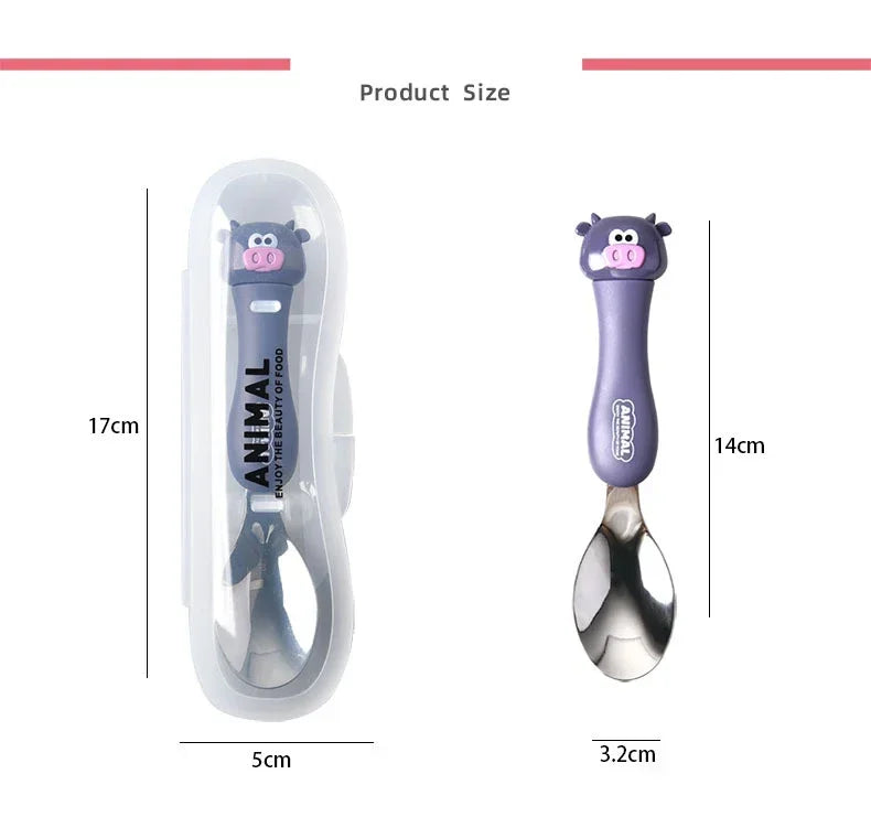 Cartoon Animal Kids Spoon and Fork Set Dessert Spoon for Children Fork Baby Tableware Gadgets Children's Cutlery Kids Favours