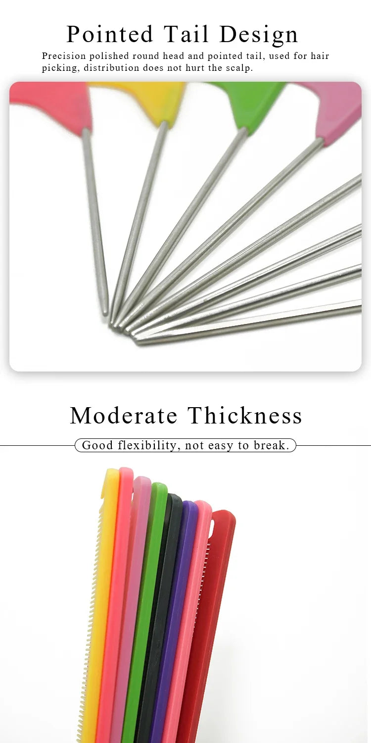 Tail Combs Barber Accessories Pro Pointed Tail Salon Hairdressing Hair Styling Anti-static Comb Hair Brush Steel Needle Pin Rat