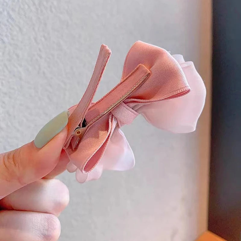 Fairy Bow Hairpins Mesh Bowknot Baby Hair Clips Sweet Kids Sided Clip Barrettes Princess Girl Headwear Children Hair Accessories