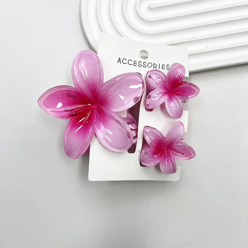 3Pcs/Set Sweet Flower Colroful Gradient Hair Claws Ponytail Cip Clamp Barrettes Hairpins For Women Girl Beach Hair Accessories