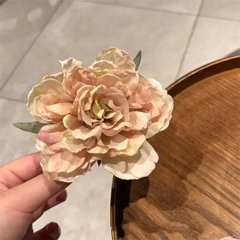 Rose Flower Hair Clips For Women Girls Artificial Floral Barrette Red Pink Handmade Hairpin Wedding Bridal Hair Accessoies