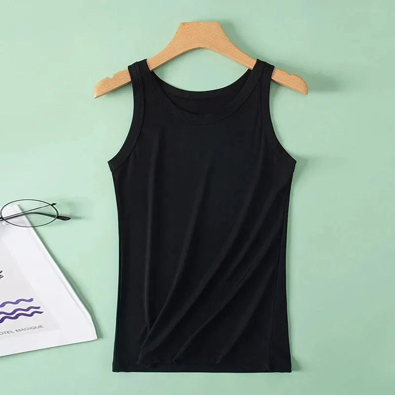 Ladies Four Seasons Solid Color Vest Fashion Joker Young Woman Threaded Camisole plus Size Bottoming Vest
