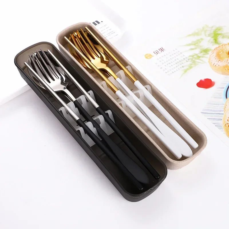 304 Spoon Set for Creative Portable Outdoor Tableware for Adult Students, Stainless Steel Cutlery Set