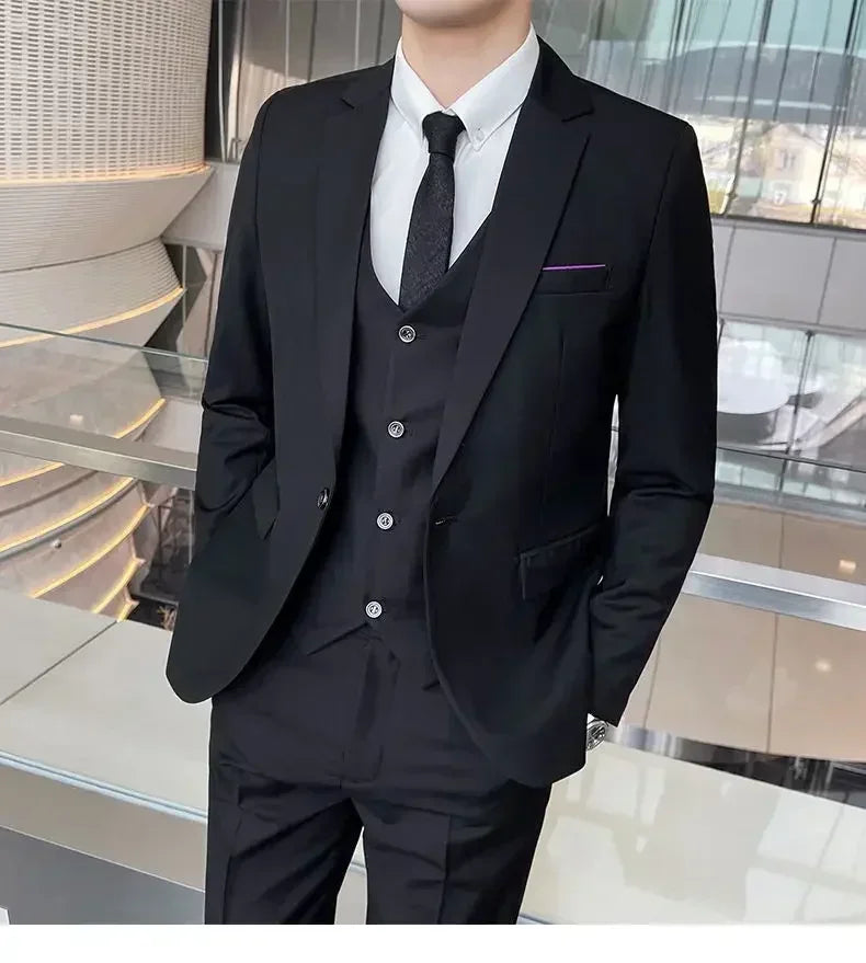 S-9XL New (Blazer+Vest+Pants) Men's Fashion Business Gentleman Professional Formal Dress Korean Version Banquet Dress Suit 6XL