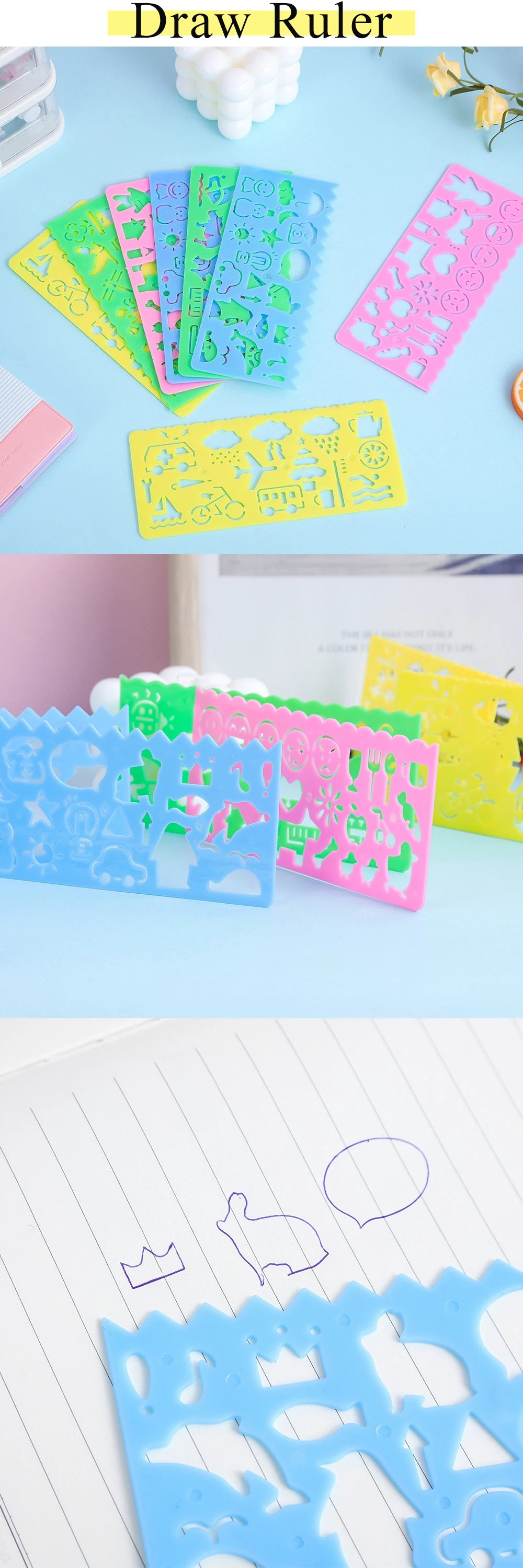 Multi Shaped Painting Ruler Spirograph Magic Drawing Template Oval Geometric Curve Pattern Multifunctional Stationery Gifts ZYF