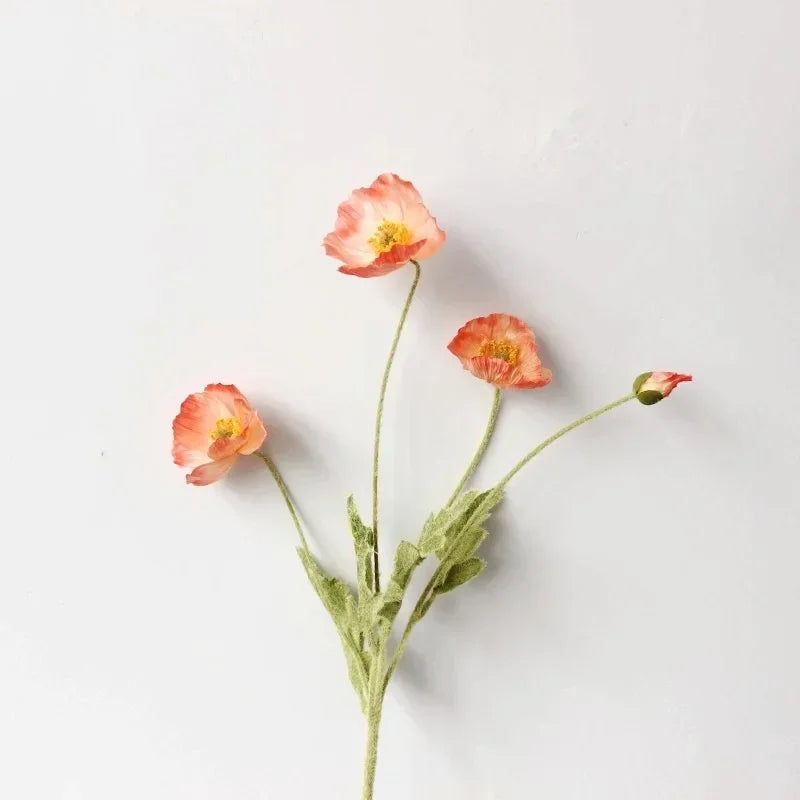 Artificial Flowers Fake Poppy Silk Flowers Long Stem Housewarming Garden Table Wedding DIY Party Wedding Bridal Bouquet Decor