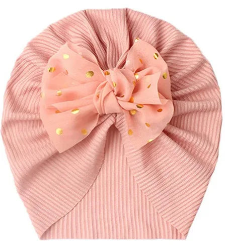 Cute Bow Baby Turban Hat Soft Elastic Kids Beanie Spring Summer Breathable Solid Color Baby Girl Bonnet Hats for Newborn Infant