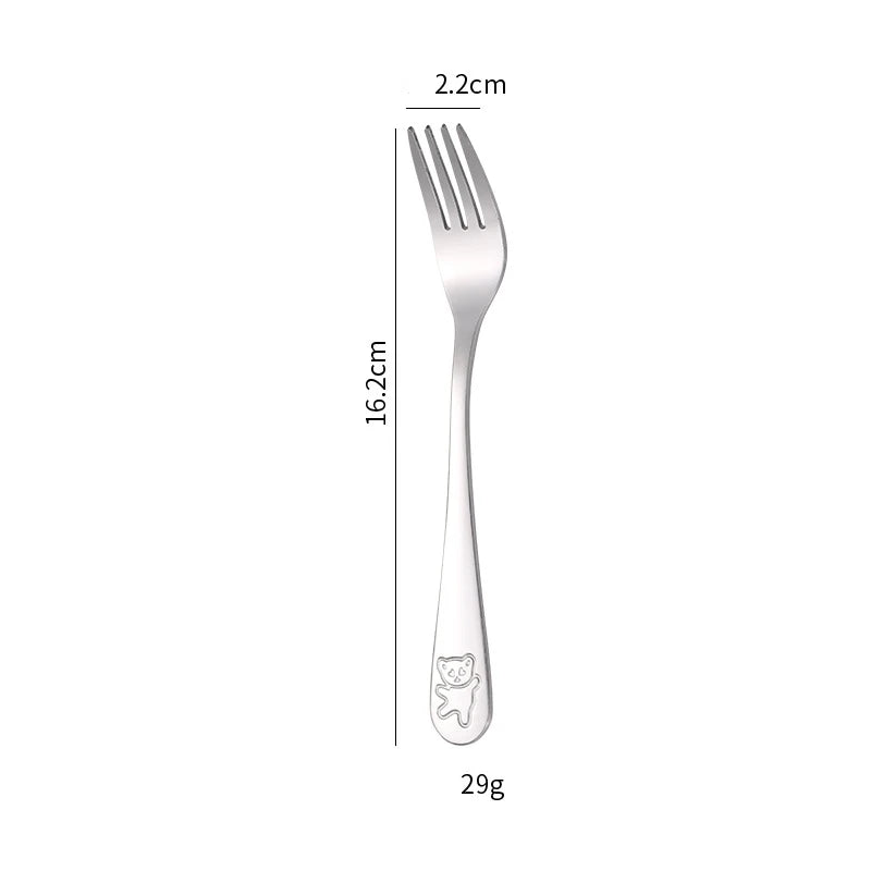 1/4pcs Baby Teaspoon Spoon Food Feeding Fork Knife Utensils Stainless Steel Kids Learning Eating Habit Children Tableware