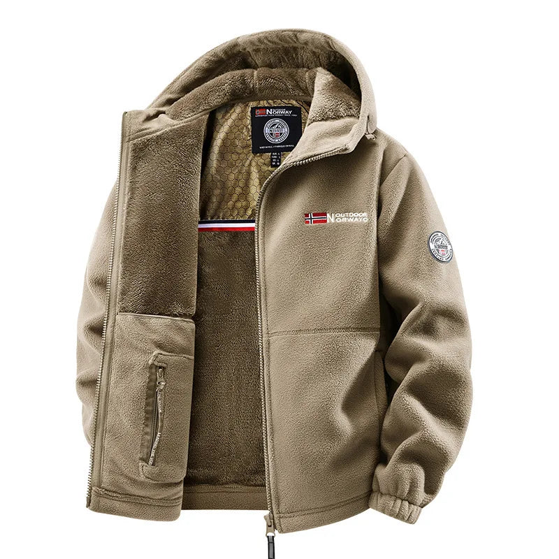 Men's Autumn Winter Fleece Jacket European-Style Hooded Warm Outdoor Thickened Couples' Coats New Arrivals