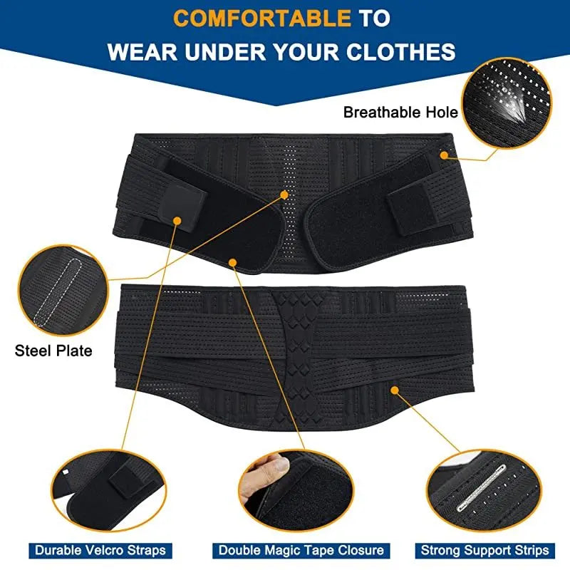 Breathable Waist Trainer Gym Girdle Back Lumbar Support Belt with 8 Stays Adjustable Abdominal Binder for Man Women Lumbar Pad