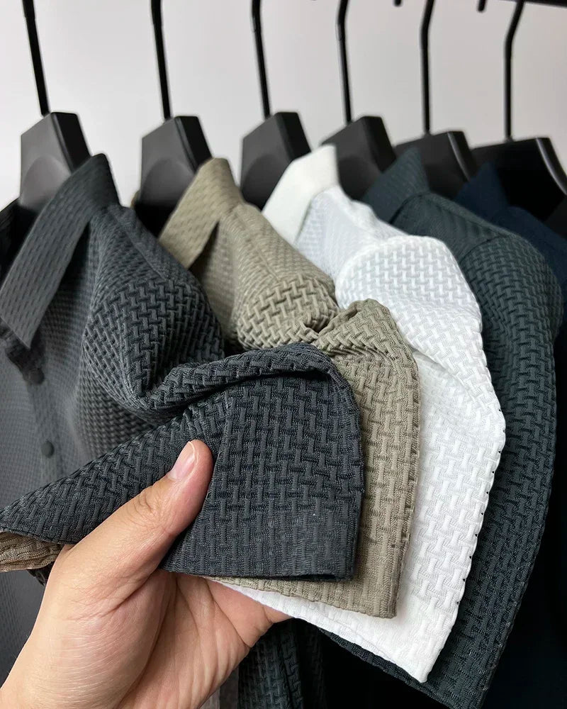 Business Casual Sweat-absorbing Top Brand Clothes Summer New Men's Short Sleeve T-shirt Ice Silk Cool and Breathable POLO Shirt