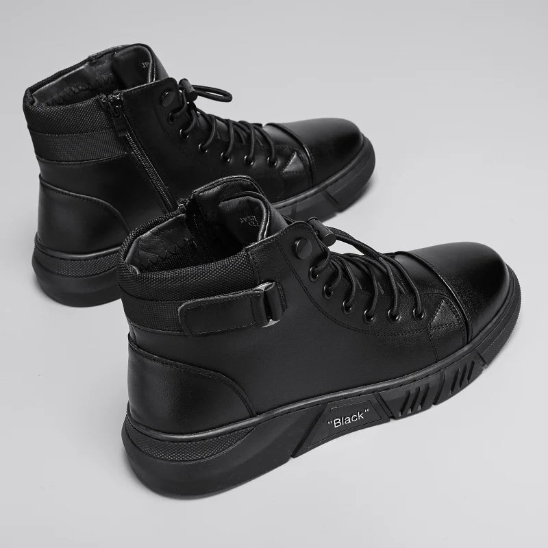 Men's Boots Autumn Short boots Black Classic Chelsea Boots Outdoor High top Leather Shoes ANKLE Boots Work Shoes