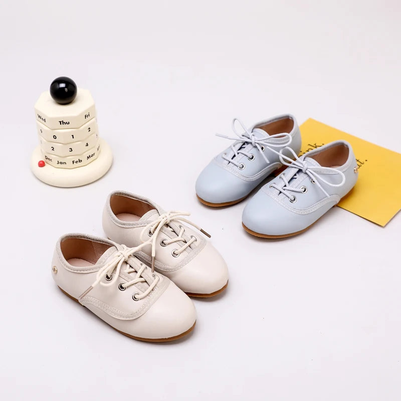AS New Kids Shoes Children Beige Shoes Baby Boys Leather Shoes Toddler Princess Flats Girls Oxford Fashion Platform Mary Jane