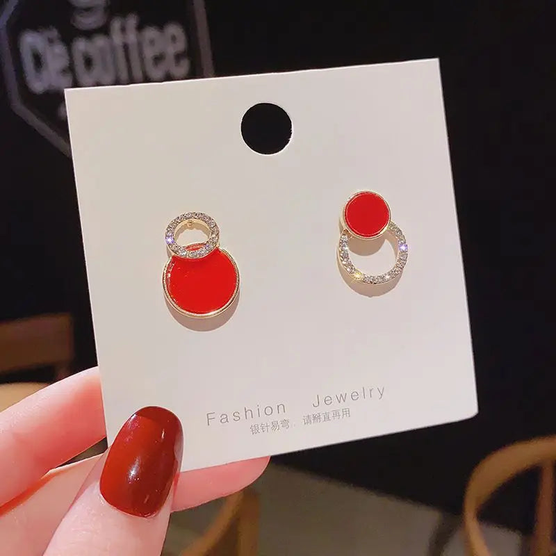 Red Statement Drop Earrings – Floral Heart Design for Elegant Occasions