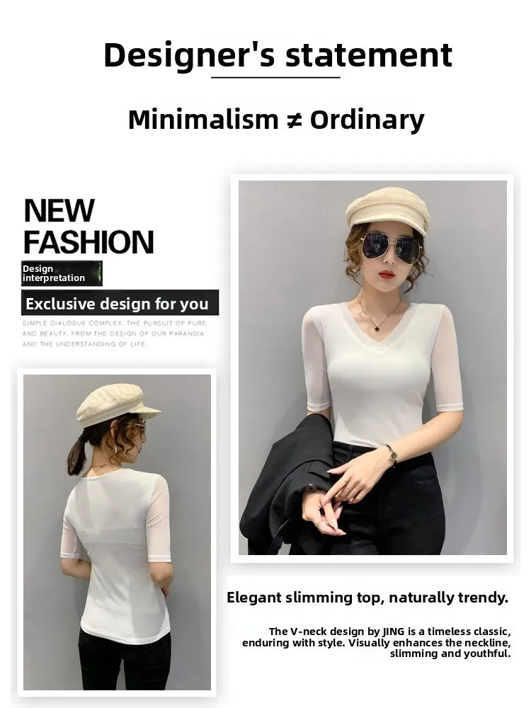 Women's Slim Fit V-Ne T-irt Me Inner Wear Top Spring Autumn Season Faionable Base irt Breathable Wear Resistant
