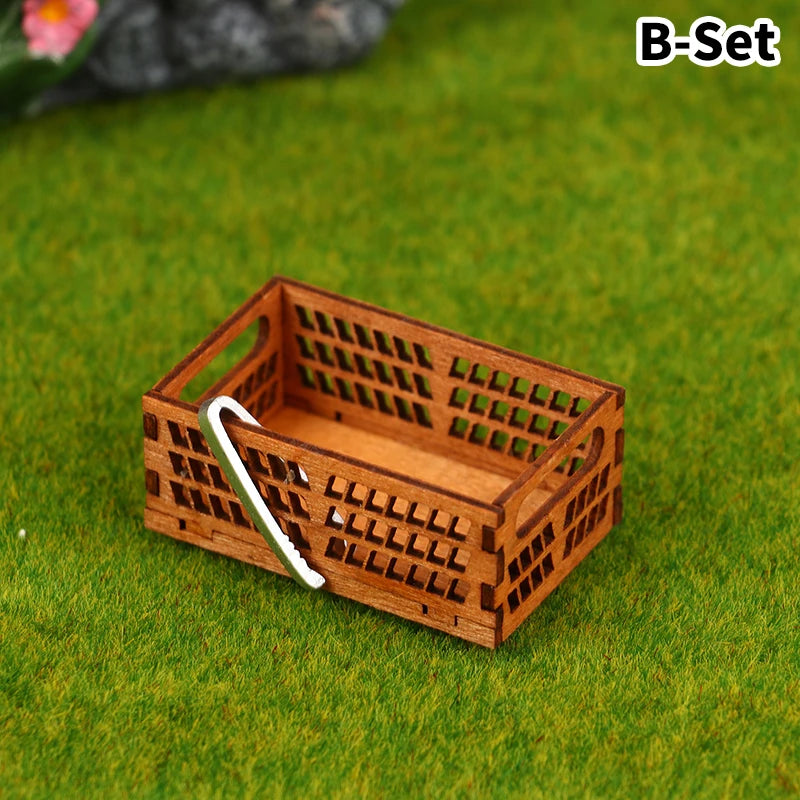 1Set 1:12 Dollhouse Miniature Bread Rack Cake Shelf Storage Box/Basket W/Baking Clip Scene Decor Doll House Accessories