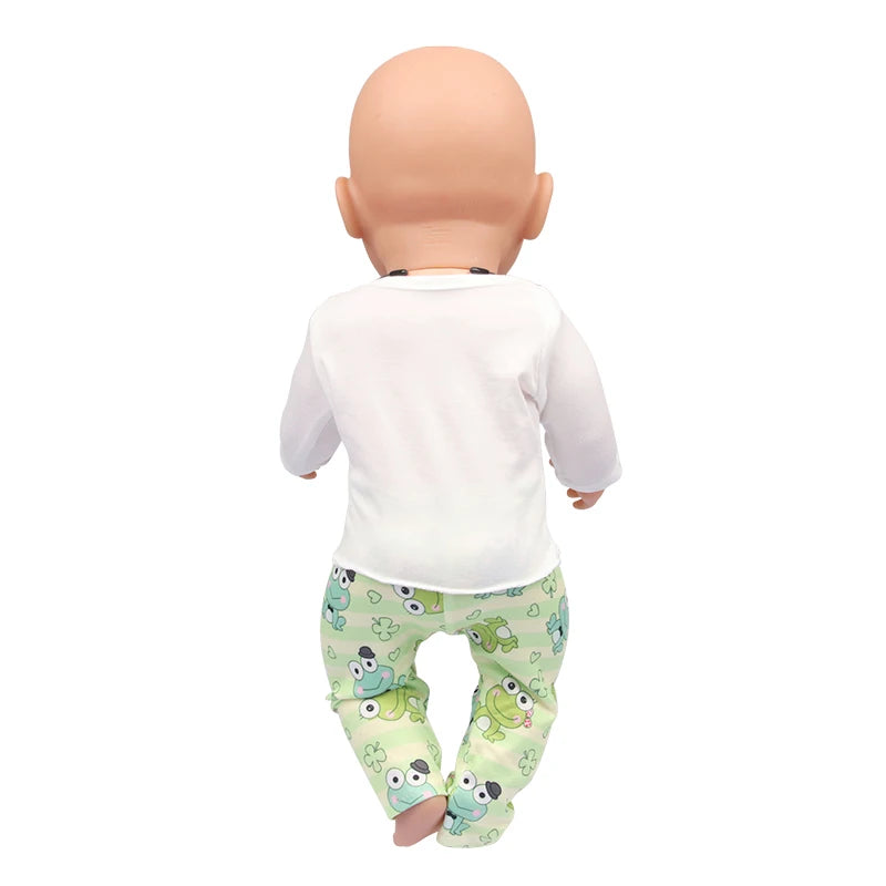 Doll Clothes Pajamas  For 43cm Baby New Born&American 18 Inch Girl Doll Unicorn Shark Cartoon Clothes Suit For Generation Doll