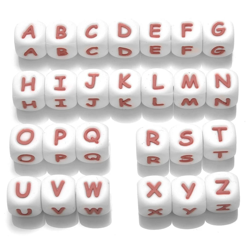 Clearance_12mm 26Pcs Silicone Letter Beads 15 Colors Colorful Alphabet Silicone Chewing Bead for Pacifier Clip Chain Not Choose