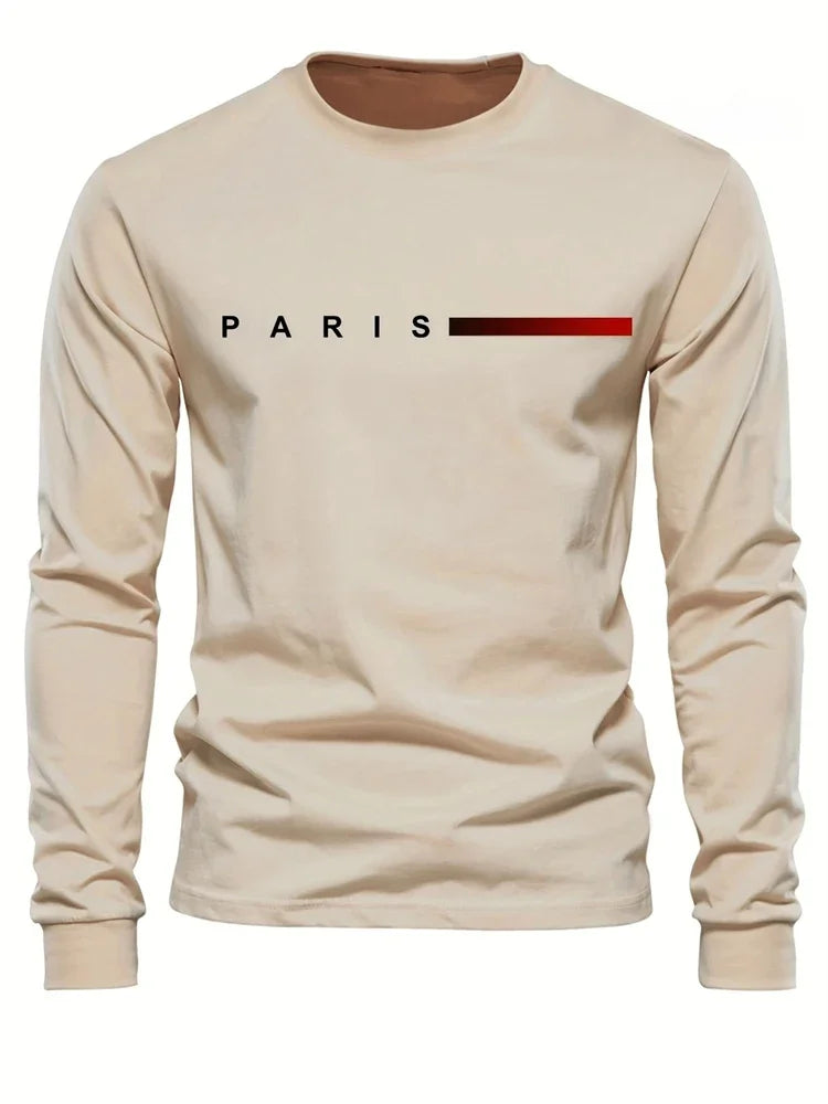 2025 New Spring Men Round Neck Casual Street Style Clothing Loose Fashion Sweatshirt Letter Pattern Creative Long Sleeve T-Shirt