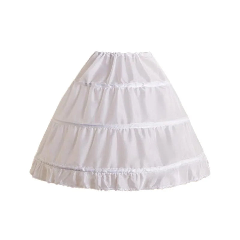 Cosplay Children Petticoat A-Line 3 Hoops Jupon Enfant Kids Crinoline Trim Flower Girl Dress Underskirt Elastic Waist