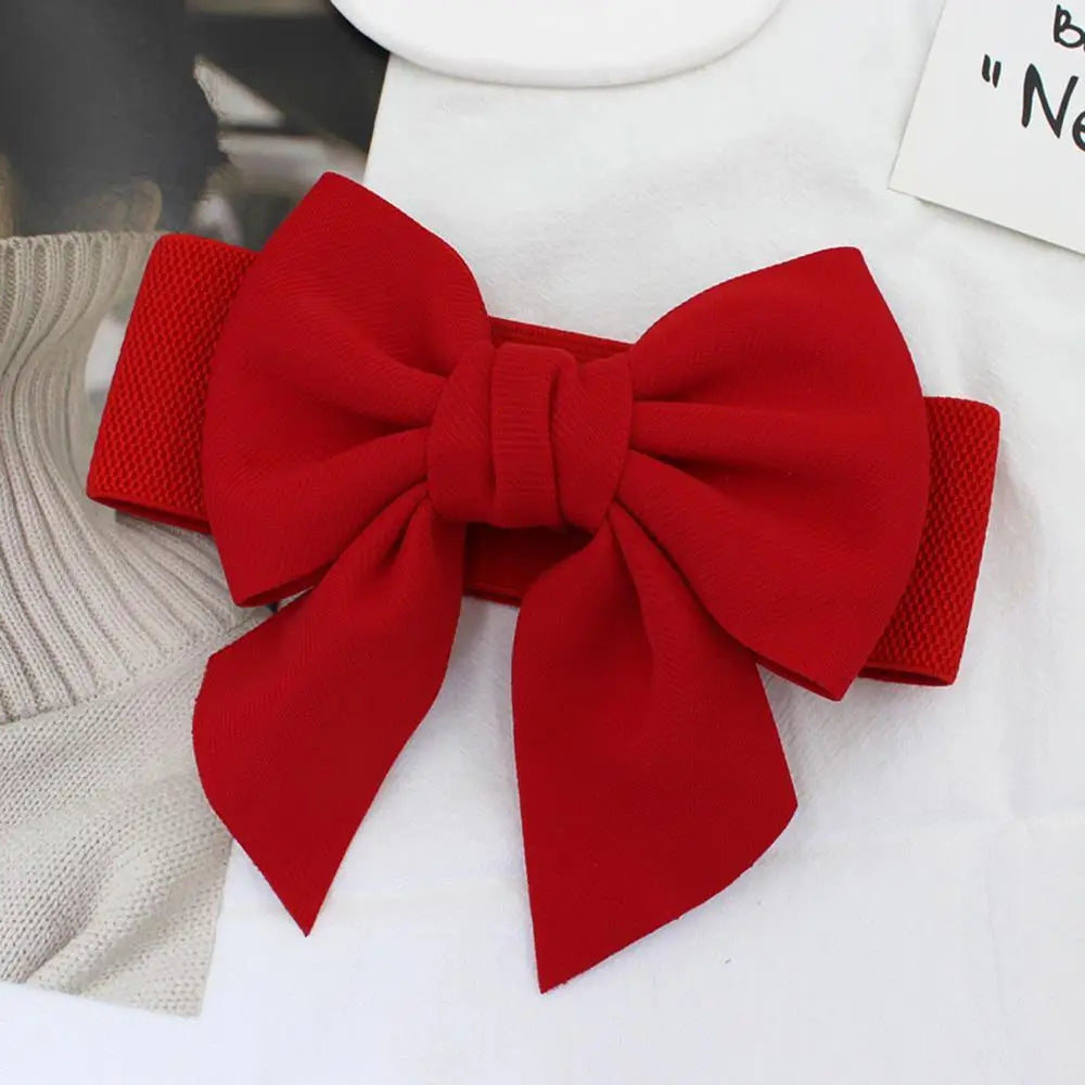 Women Big Bow Waistband  Elastic Wide Waist Belt Fashion Solid Bowknot Waist Straps For Dress Decorate Clothes Accessories