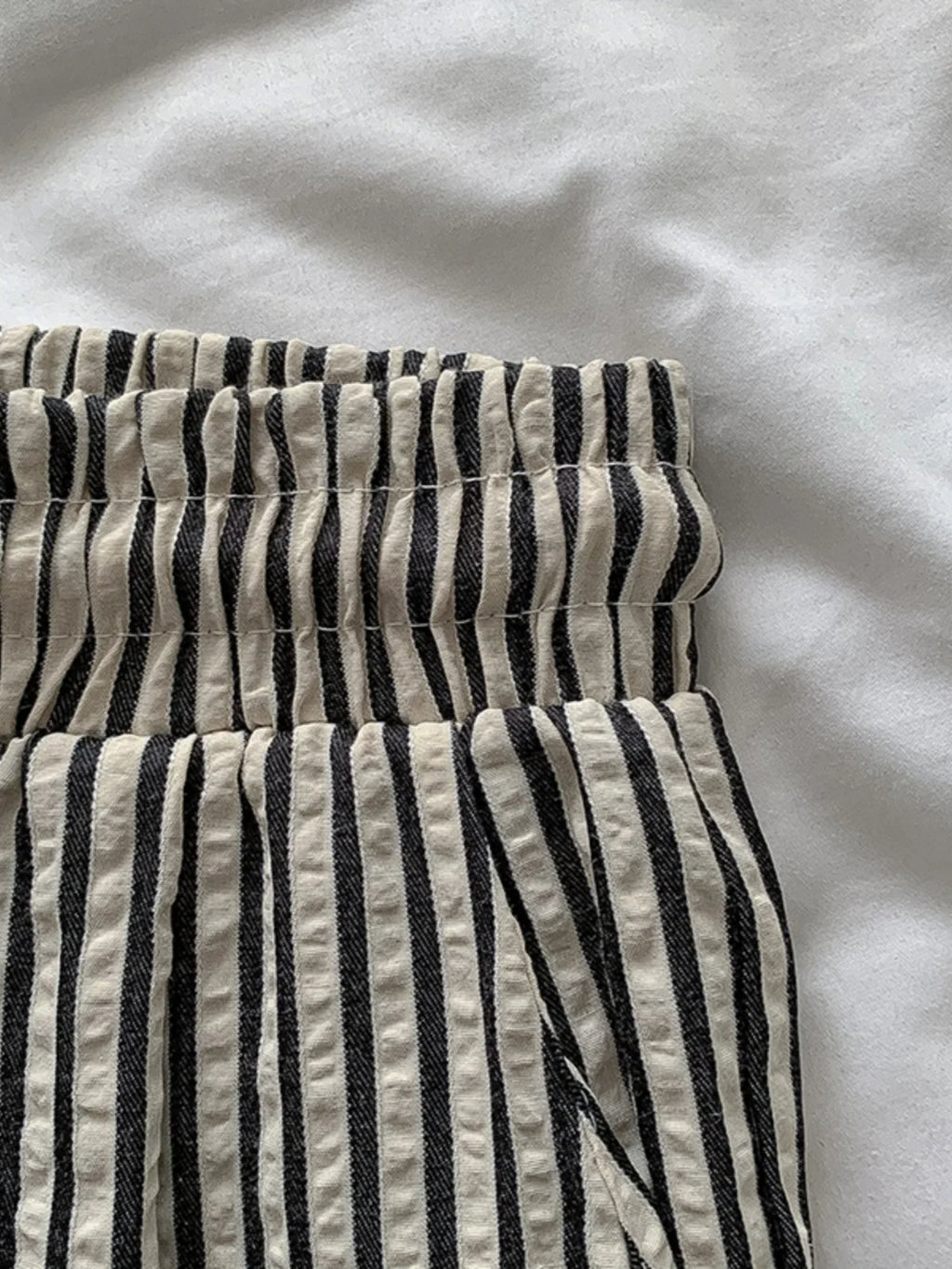 Korean Laid-ba Striped Drapey Casual Pants Women's High-waist Elastic Thin Straight Long Trousers Summer Faion Commute