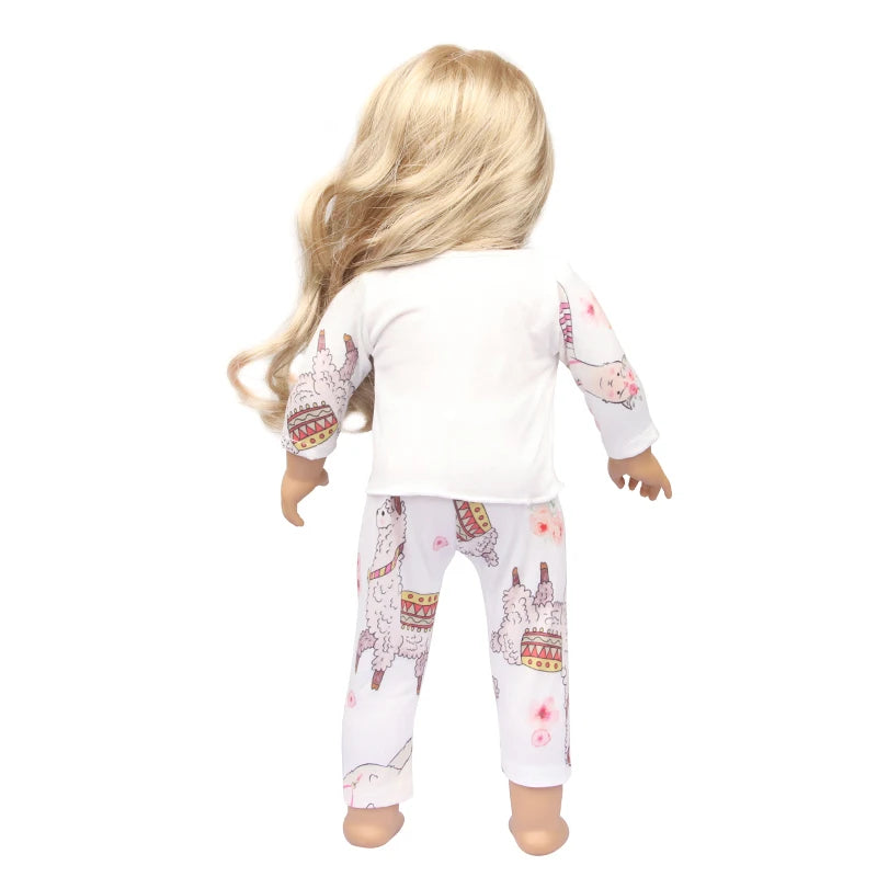 Doll Clothes Pajamas  For 43cm Baby New Born&American 18 Inch Girl Doll Unicorn Shark Cartoon Clothes Suit For Generation Doll