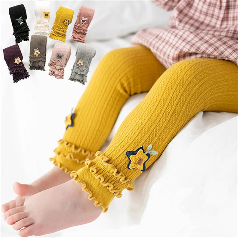 New shelves Girls Leggings Stretch Spring Autumn Children Striped Pants For Kids Elastic Waist Cotton Knitting Leggings Trousers