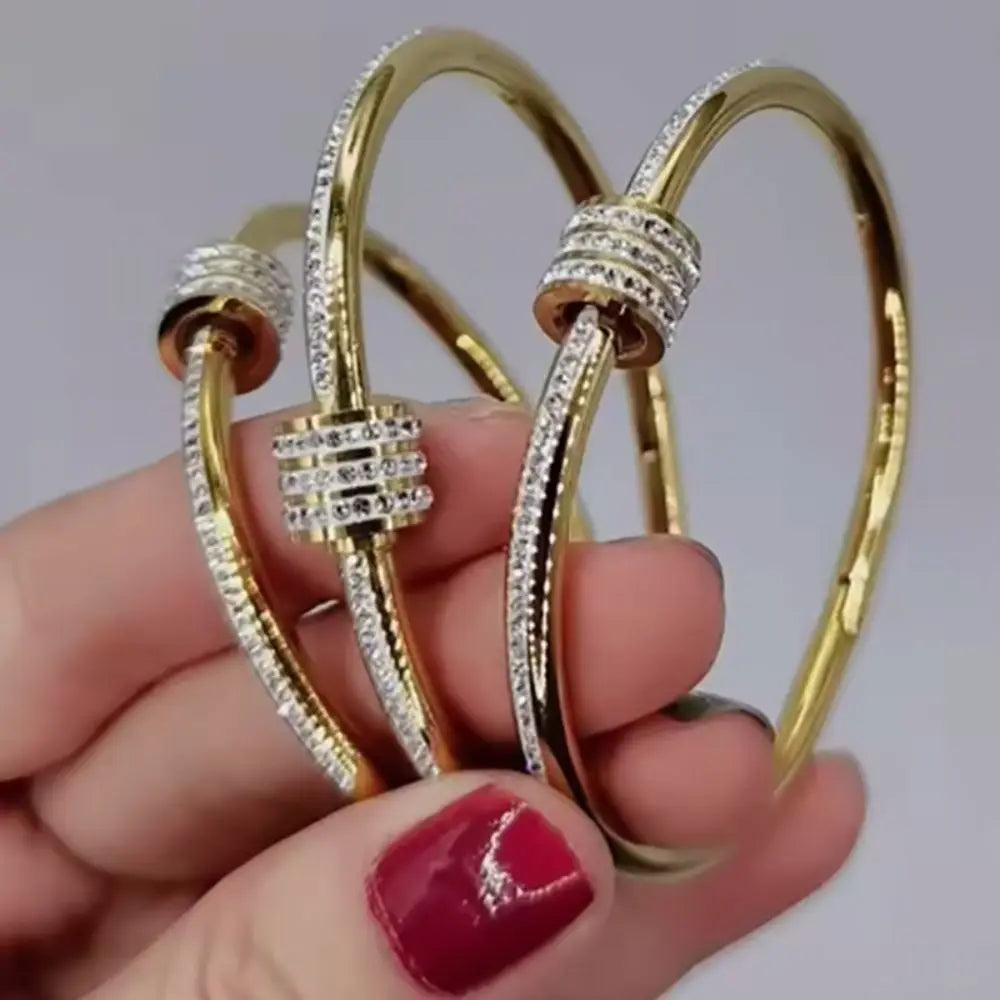 Fashion Titanium Steel Women Bracelets Diamond Colorfast Jewelry Cuff Europe Style Simple Bangles Valentine's Day Gift