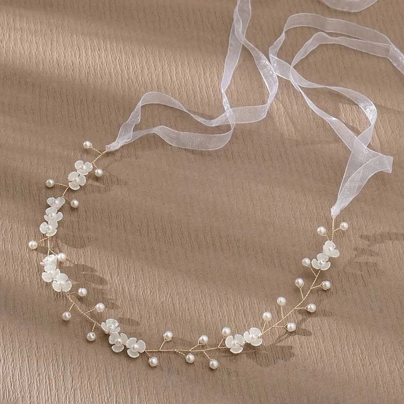 Elegant Flower Pearl Wreath Headband Bride Wedding Dress Accessories Garland Headdress Bride Hair Band Hairvine Wedding Jewelry