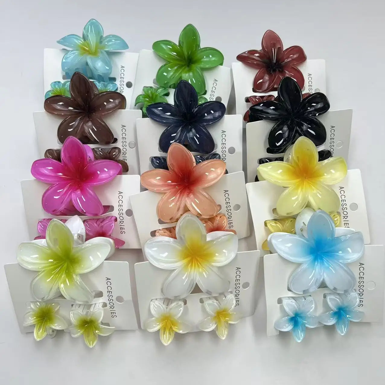 3Pcs/Set Sweet Flower Colroful Gradient Hair Claws Ponytail Cip Clamp Barrettes Hairpins For Women Girl Beach Hair Accessories