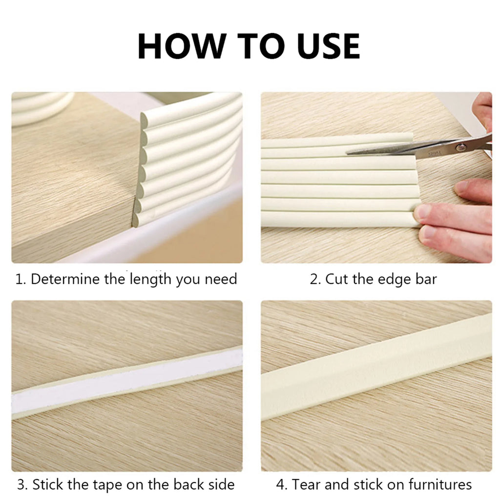 2M Table Edge Guard Furniture Corner Protector Self Adhesive U-Shape Anticollision Strip Child Safety Protection Soft Edge