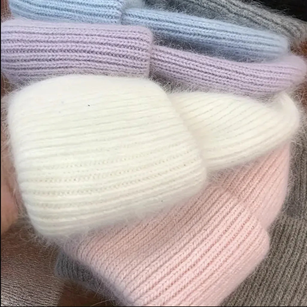 Women's Winter Hats Fashion Warm Bean Hats Solid Color Adult Hats Cute Knitted Hats Baotou Hats Autumn/Winter